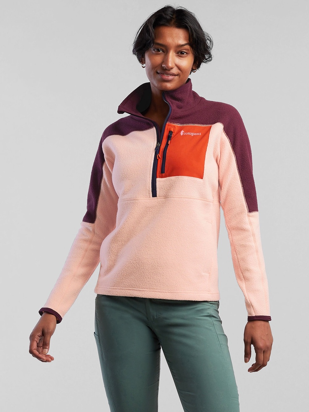 🦙Cotopaxi Women’s Abrazo Rosewood Plum Color block Half‑Zip Fleece - Size XL